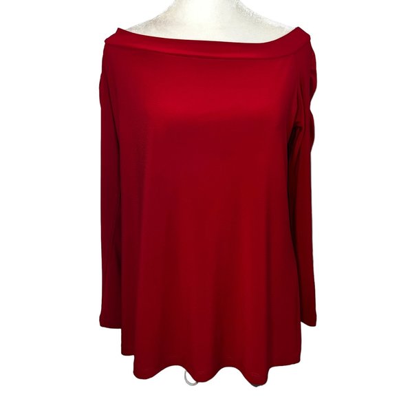 Like new Ciara Sun Woo Red Boatneck Ruched Long Sleeve Top Size Medium - Picture 1 of 9